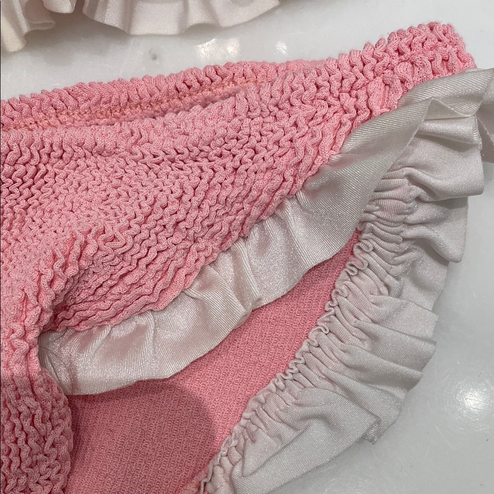 Hunza G Pink Ruffled Bandeau Bikini Set - Picture 5 of 5